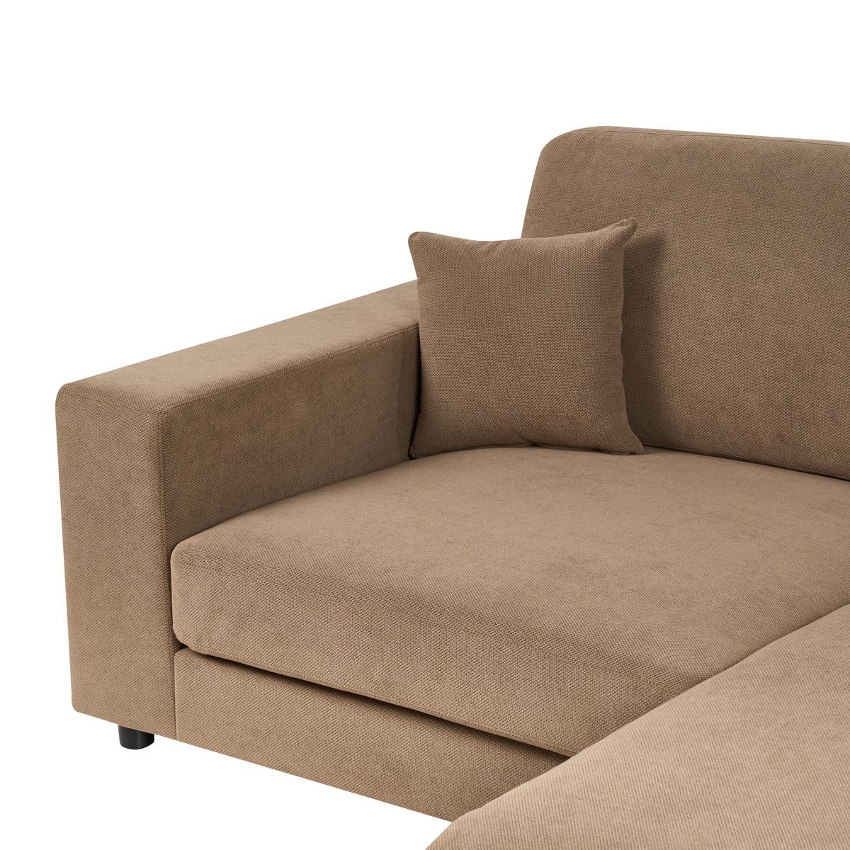 ECKSOFA 3-Sitzer Stoff Braun linksseitig Lofoten - Braun, Textil (250/185cm) - Beliani