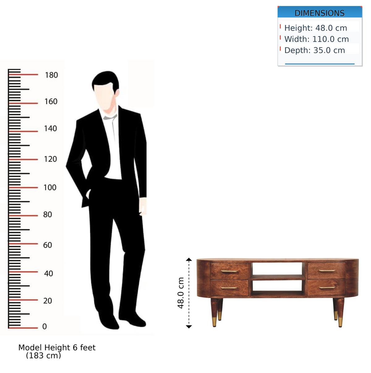 MEDIENEINHEIT mit Wine-Wood-Oak-Finish, 4 Schubladen, 2 offene Ablagen, T-Bar-Griffe, braun - Goldfarben/Braun, Holz/Metall (110/48/35cm) - Artisan Furniture