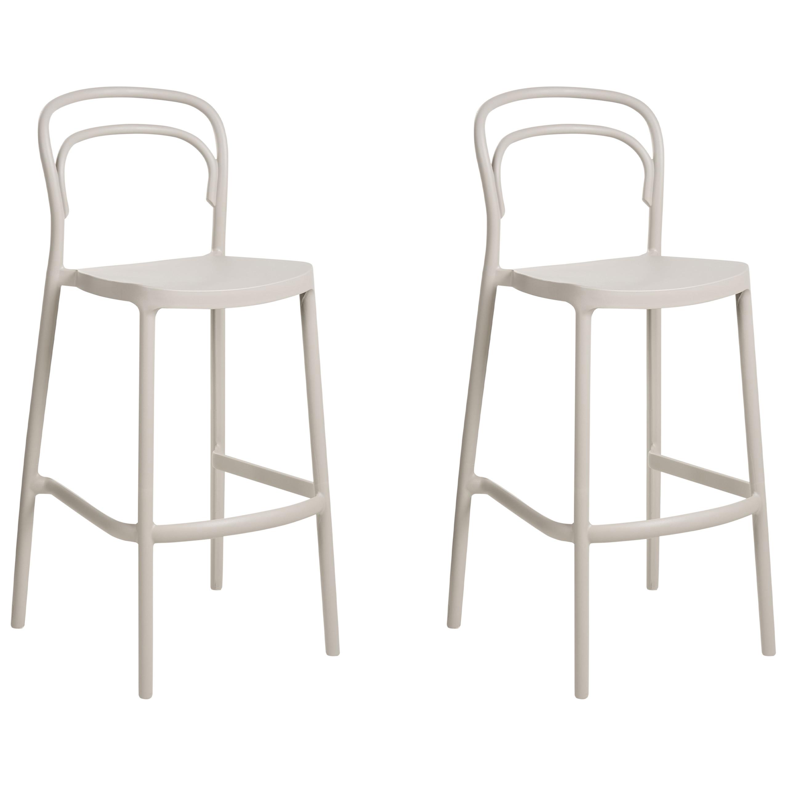 GARTEN-BARHOCKER 2er-Set Beige Porano - Beige, Kunststoff (48/106/48cm) - Beliani