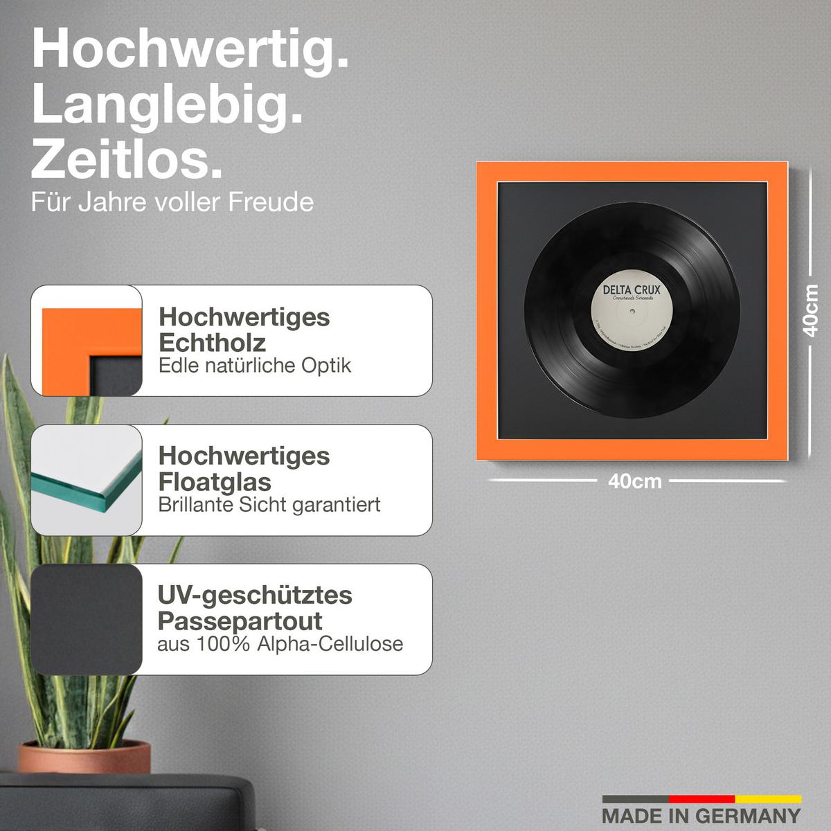SCHALLPLATTEN BILDERRAHMEN 40/40 2er Set - Orange, Holz (40/40cm) - K-Möbel