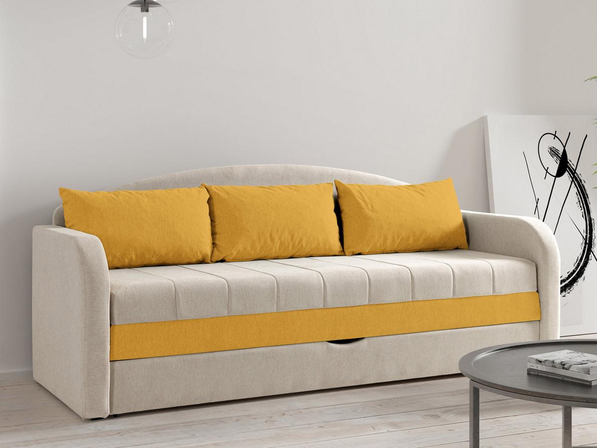 SCHLAFSOFA Tenus - Beige/Gelb, Holz/Textil (208/86/76cm) - MIRJAN24