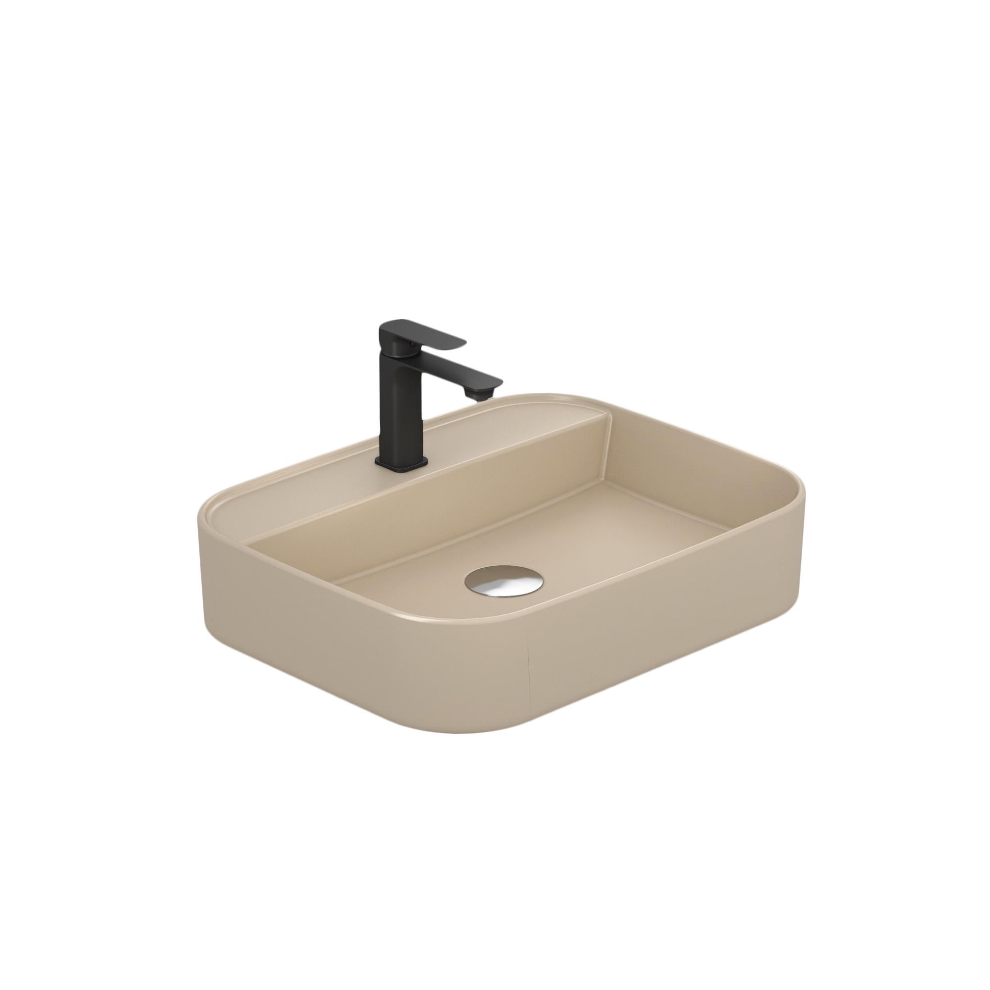 WASCHBECKEN Rechteck Abgerundete Ecken R Mattbeige 40 / 50 / 11 cm - Beige, Keramik (50.2/11/40.1cm) - EMKE