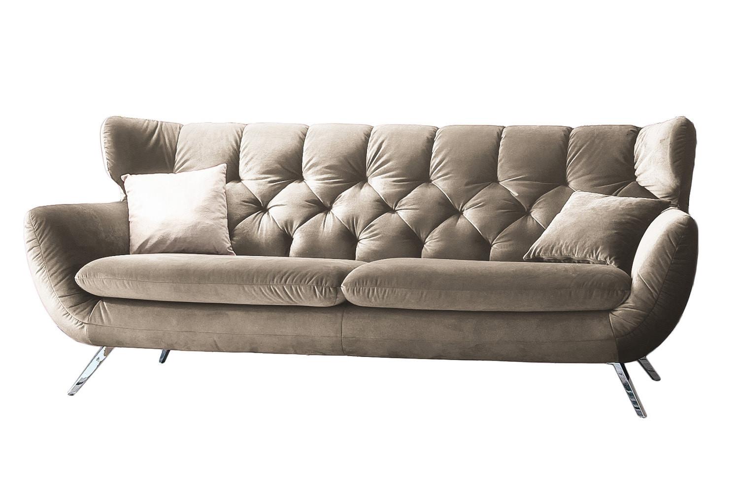 SOFA CHARME Braun Velvet - Silberfarben/Braun, Textil/Metall (200/94/95cm) - KAWOLA