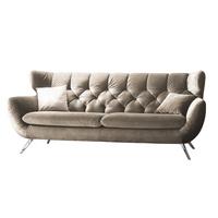 SOFA CHARME Braun Velvet - Silberfarben/Braun, Textil/Metall (200/94/95cm) - KAWOLA
