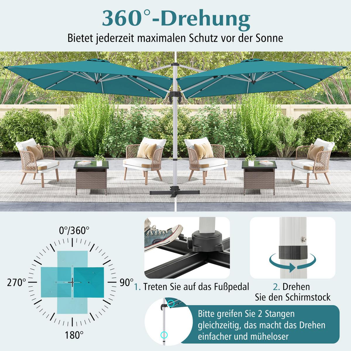 SONNENSCHIRM 300cm Blau - Blau, Metall (300/300cm) - COSTWAY