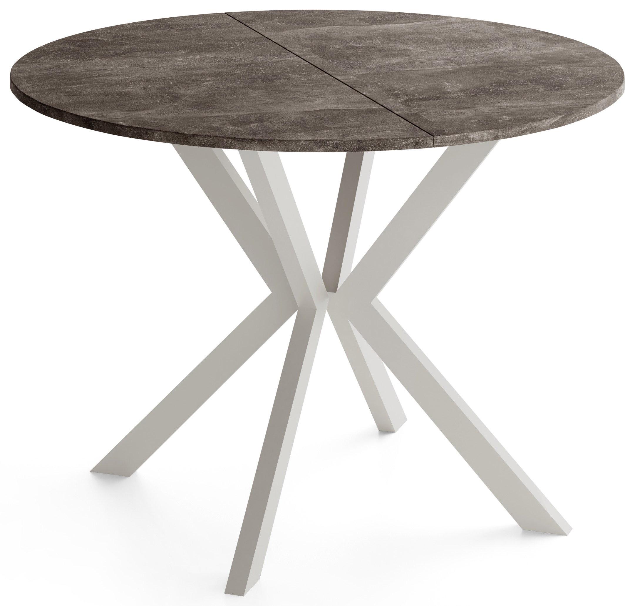 ESSTISCH Valio rund oval ausziehbar verlängerbar mit Metallbeinen in Kaschmir Grau, Beton Dunkelgrau 90-130/90/76 cm - Kaschmir/Dunkelgrau, Holzwerkstoff/Metall (90/130/76cm) - WFL GROUP