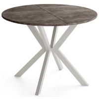 ESSTISCH Valio rund oval ausziehbar verlängerbar mit Metallbeinen in Kaschmir Grau, Beton Dunkelgrau 90-130/90/76 cm - Kaschmir/Dunkelgrau, Holzwerkstoff/Metall (90/130/76cm) - WFL GROUP