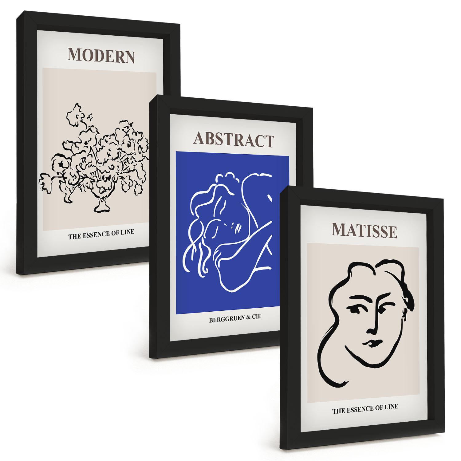 BILDER SET 3er Set - 20x30 cm Schwarzer Rahmen - Matisses moderne Plakate - Schwarz, Kunststoff (20/30cm) - TULUP