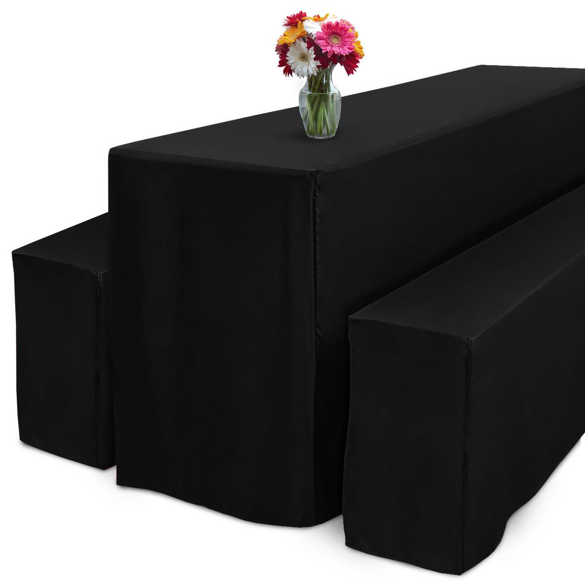 BIERTISCHHUSSE Premium L 70 cm Schwarz 3tlg - Schwarz, Kunststoff/Textil (70/220cm) - Beautissu 