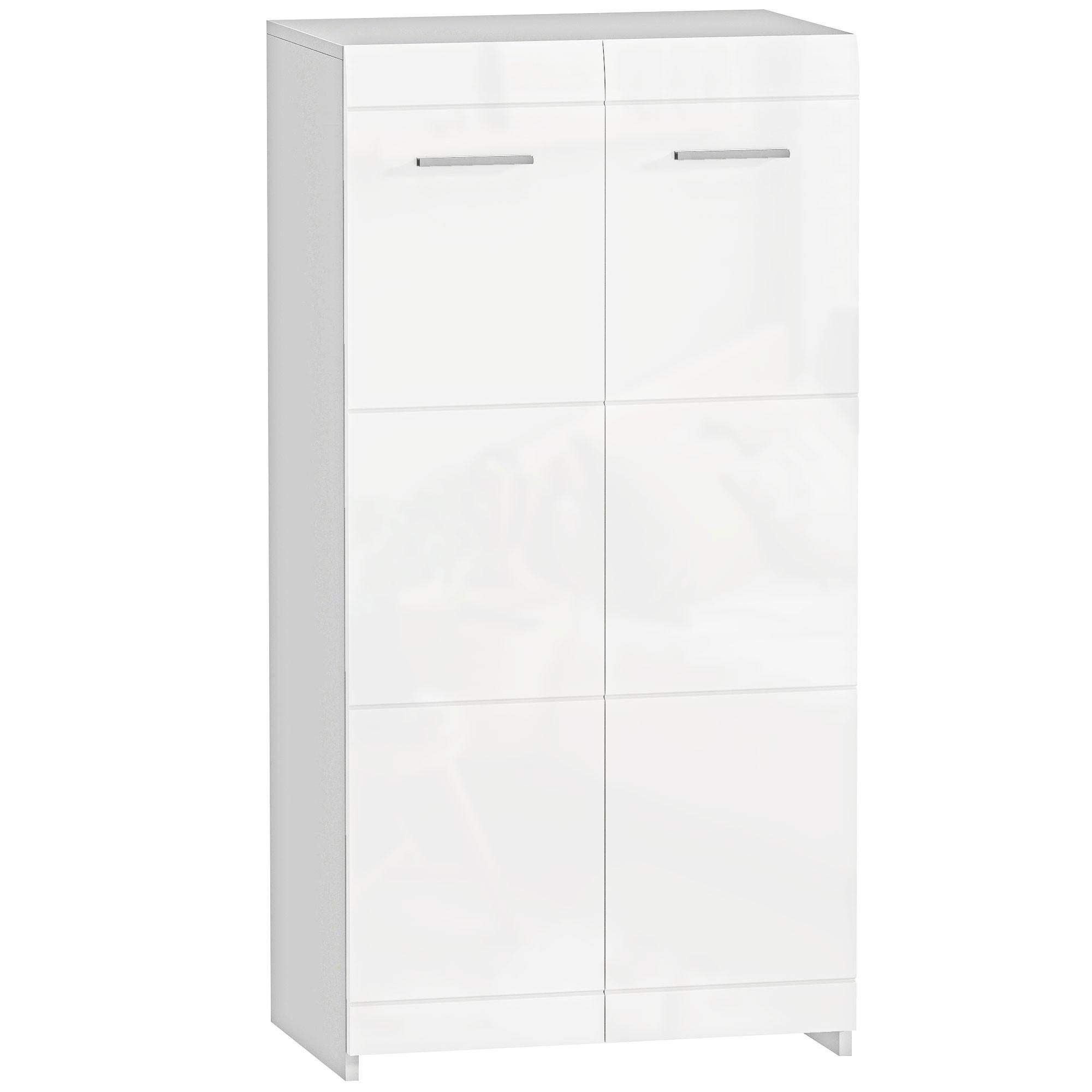 SCHUHSCHRANK Spanplatte Hochglanz-Weiß - Weiß Hochglanz, Holzwerkstoff (36/108/55cm) - HOMCOM