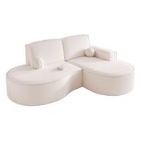 ECKSOFA SOFIA Bouclé-Stoff in Weiß - Weiß, Holzwerkstoff/Kunststoff (210/157cm) - Idohome