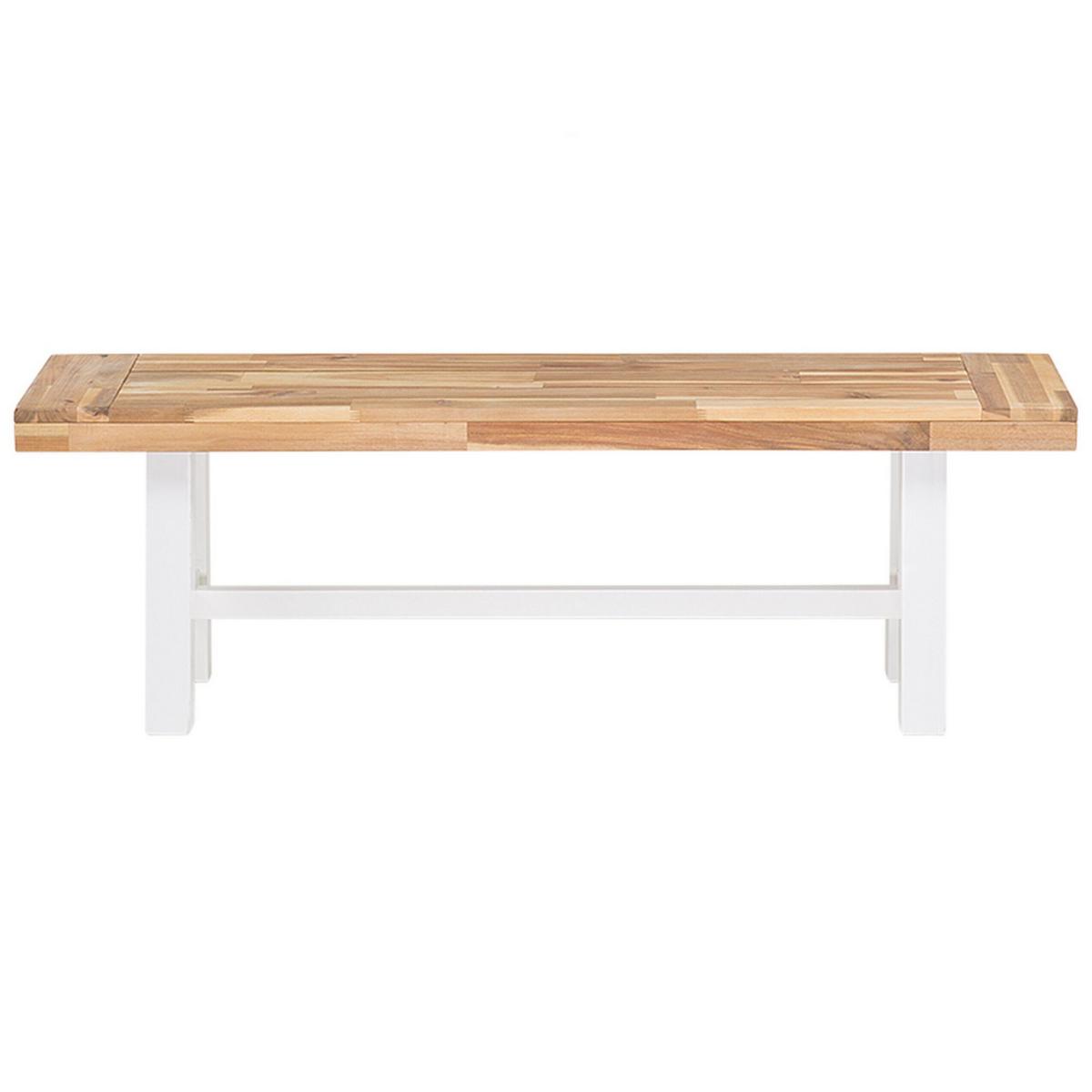 SITZBANK Akazienholz weiß/hellbraun 140 cm Scania - Hellbraun/Weiß, Holz (140/45/36cm) - Beliani