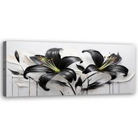 WANDBILD abstrakte blumen schwarze lilien - Schwarz, Textil (90/30cm) - Feeby