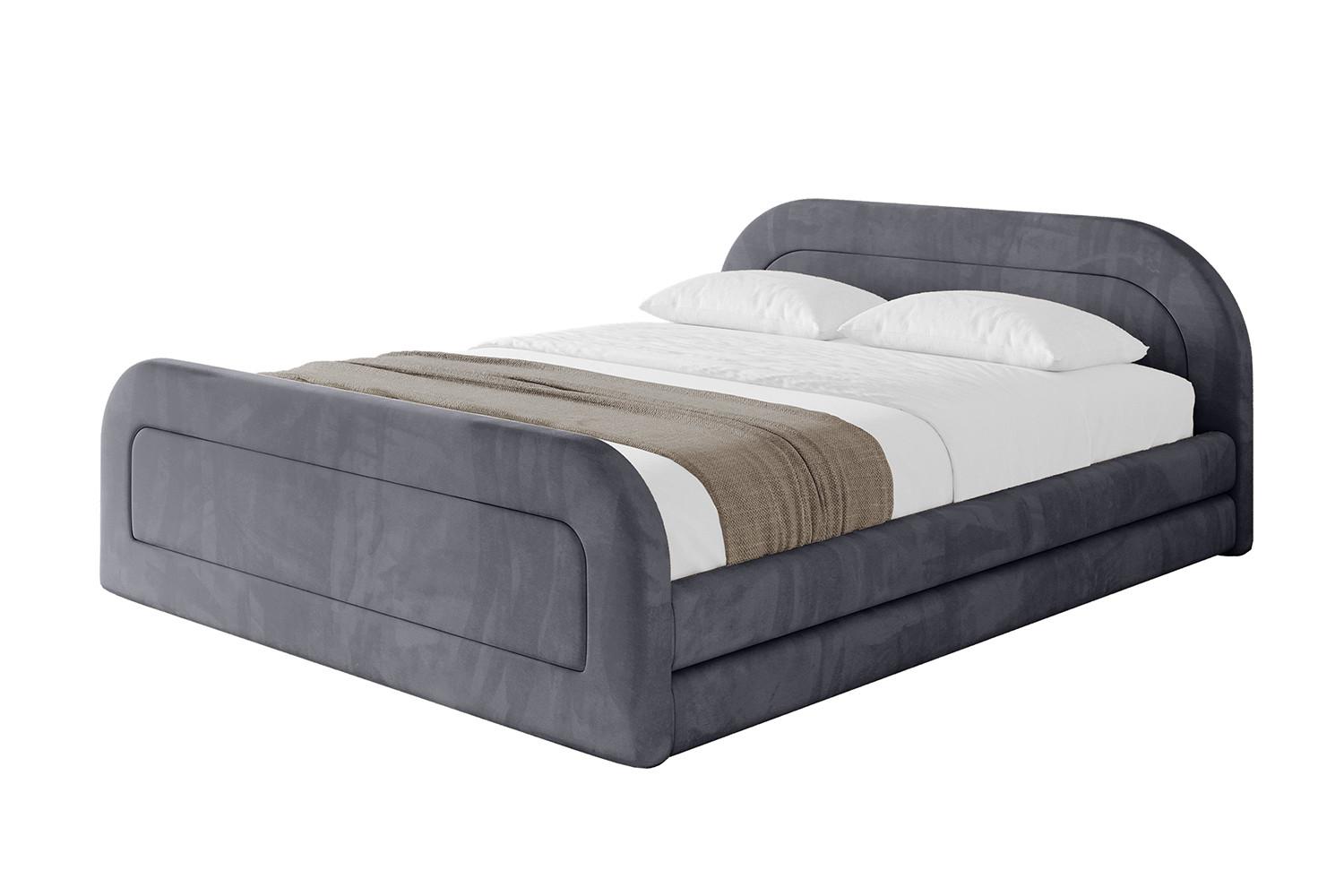 POLSTERBETT mit Bettkasten, Fußteil und Lattenrost, Boxbett ohne Matratze - LERIS-v1-Z 180x200 Dunkelgrau - Dunkelgrau, Holzwerkstoff/Textil (180/200cm) - ALTDECOR