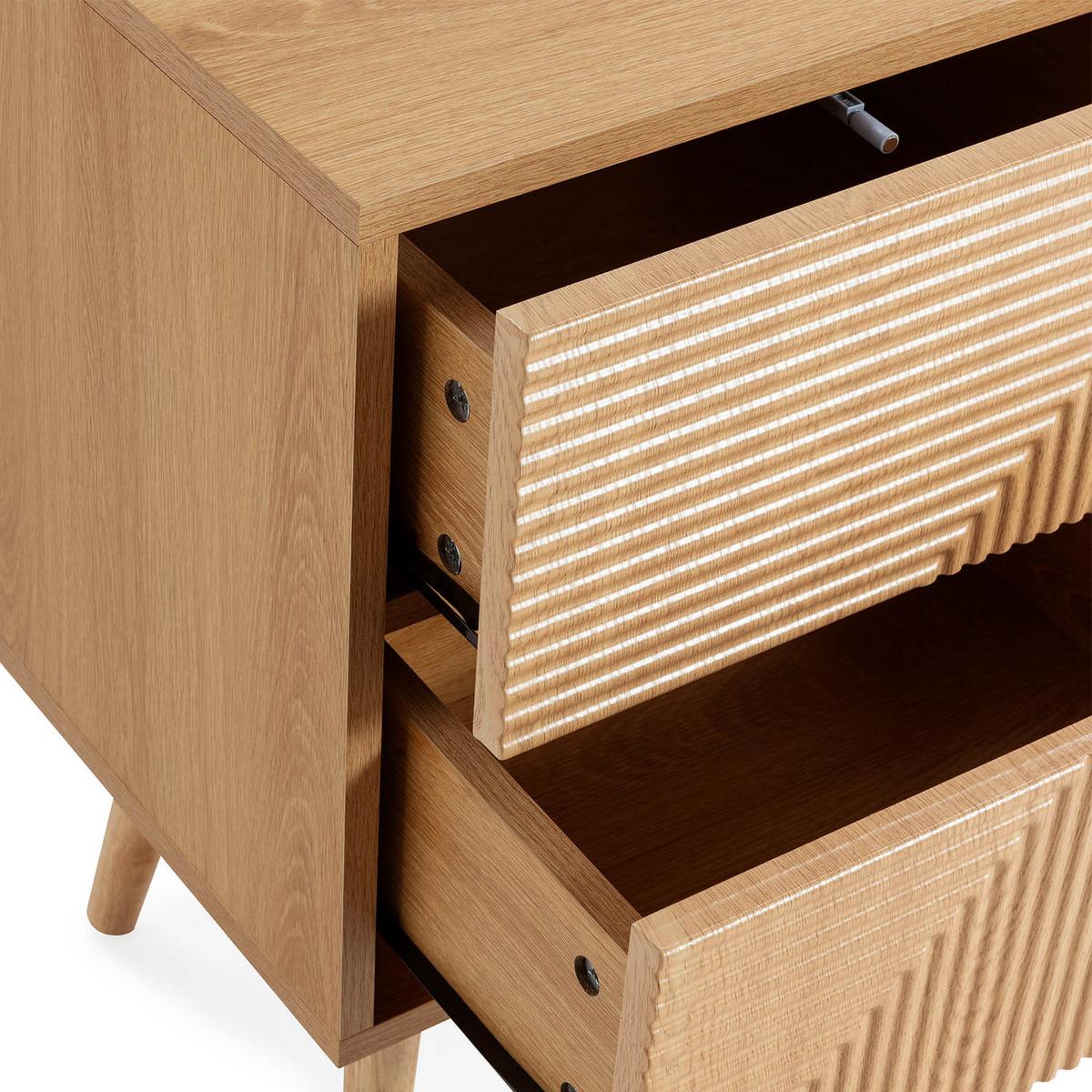 NACHTTISCH Telmo 2 schubladen Eichenfarbe - Honigeiche, Holzwerkstoff (40/55/30cm) - VS Venta-stock