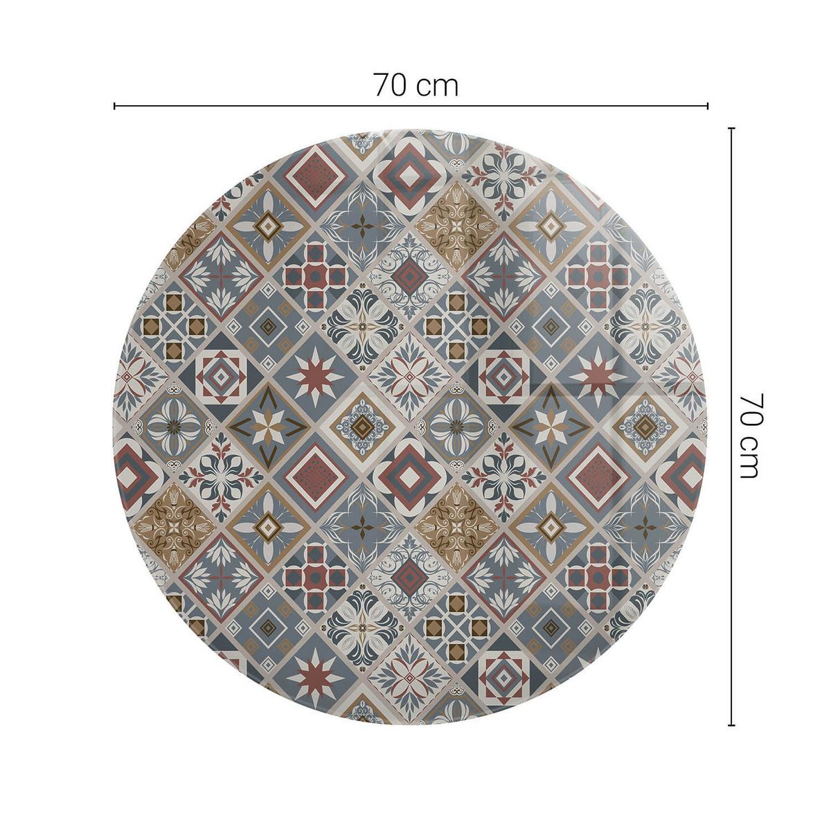 TISCHPLATTE fi70 cm Mosaikmuster mit Ornamenten - Multicolor/Grau, Glas (0.4/70/70cm) - TULUP