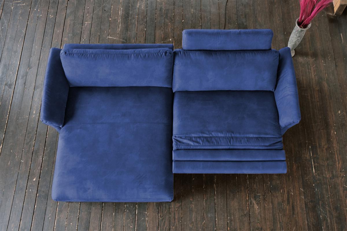ECKSOFA MIT MOTORISCHER RELAXFUNKTION MALTA Blau Webstoff Relaxfunktion - Blau/Schwarz, Buchenholz/Textil (302/175cm) - KAWOLA