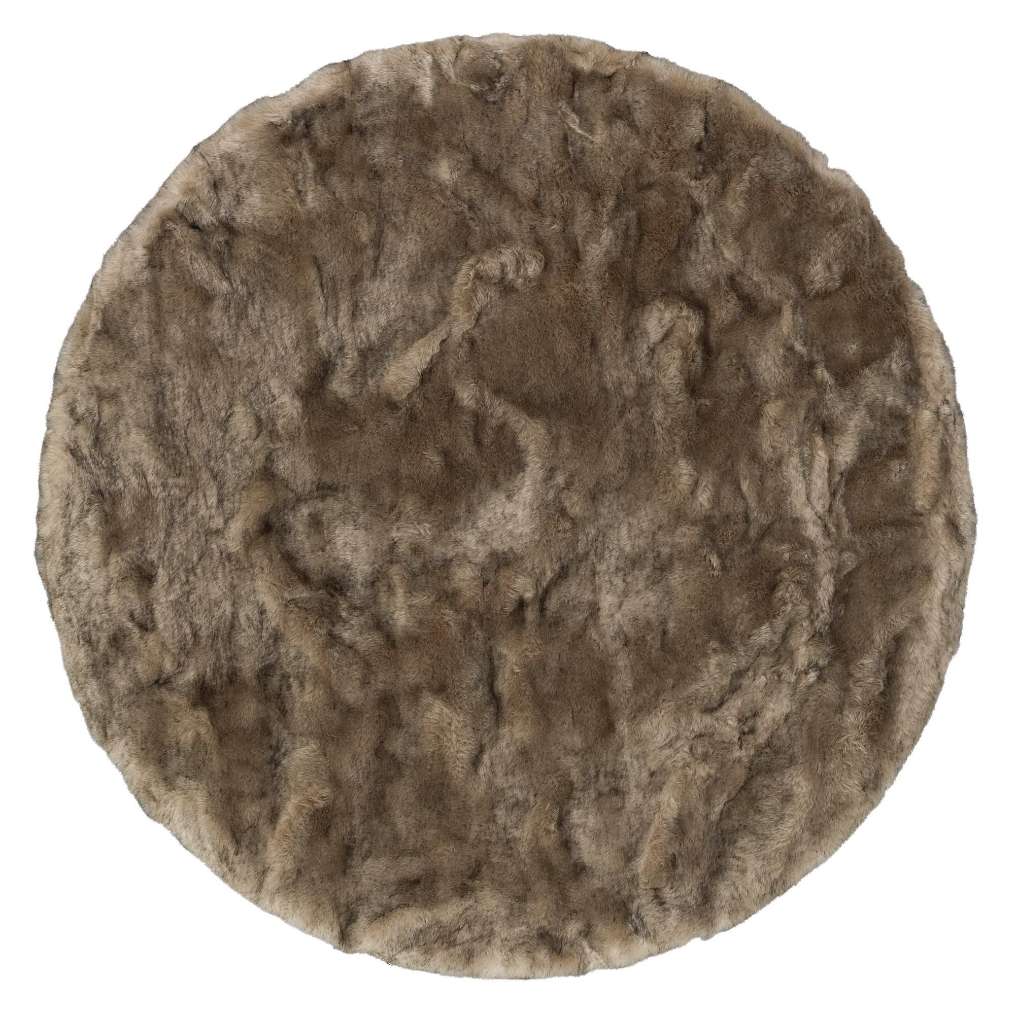 LUXUS SUPER SOFT FELLTEPPICH ASPEN RUND MELIERT - Braun, Textil (80/80cm) - Pergamon