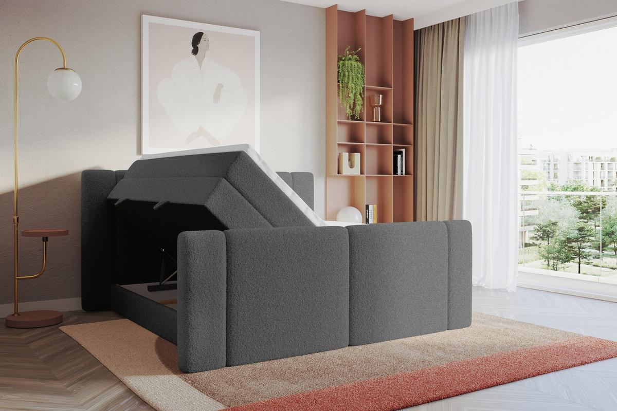 BOXSPRINGBETT mit Matratze H3/H4 - EVON KING Zanozek - 180x200 cm Grau - Taupe, Holzwerkstoff (180/200cm) - ALTDECOR