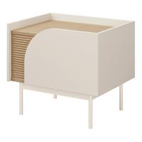NACHTTISCH Camel mit 1 Tür und geriffeltem Detail, 57x42 cm, Frühlingseiche + Macadamia, Rechts - Eichefarben/Beige, Holzwerkstoff/Metall (57/49/42cm) - Beautysofa