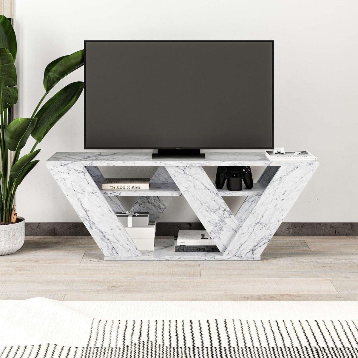 TV-MÖBEL 3 Regale L110 cm - Pipralla - Weiß, Holzwerkstoff (30/40/12cm) - Calicosy