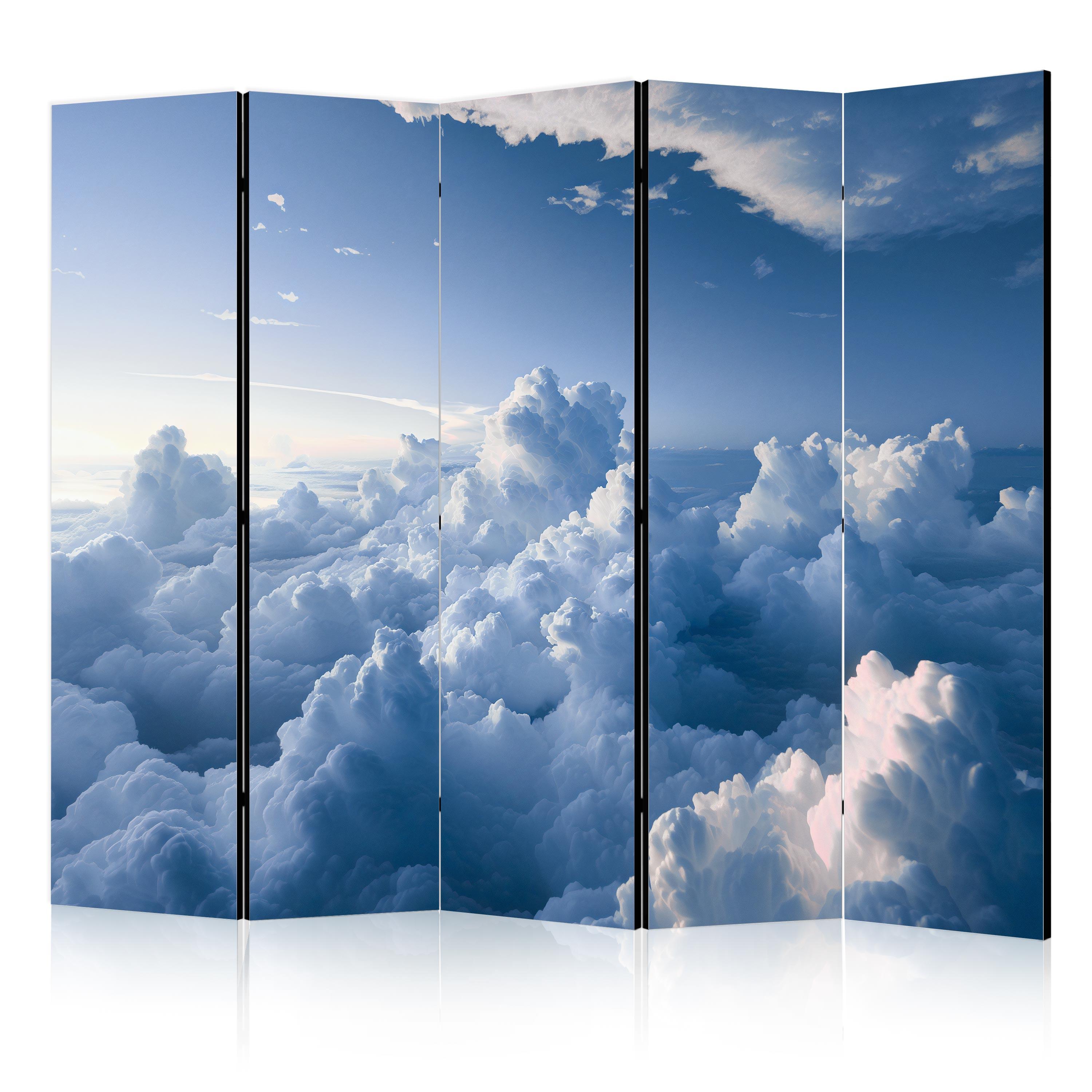 PARAVENT Beidseitig Bedruckter 5-tlg 225x172 cm Himmel Wolken - Blau, Holz/Textil (225/172/3cm) - Muralo