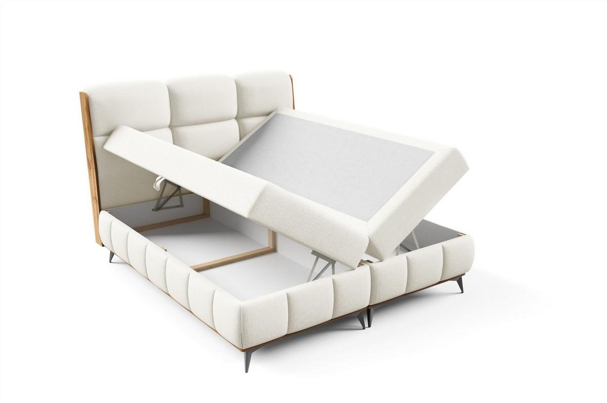 BOXBETT Charlie - Ecru, Holzwerkstoff/Textil (180/200cm) - Fun Möbel