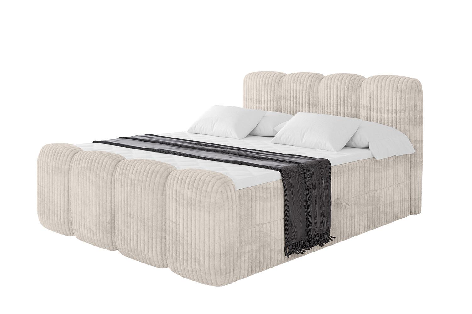 BOXBETT mit Matratze H4 und Lattenrost - NINA-Z - 160x200 cm - Creme - Creme, Holzwerkstoff (160/200cm)
