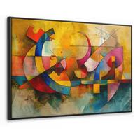 LEINWAND Bilder mit Rahmen - Kunst - Abstrakt - Modern - 90x60 - Gelb, Textil (90/60cm) - MuchoWow