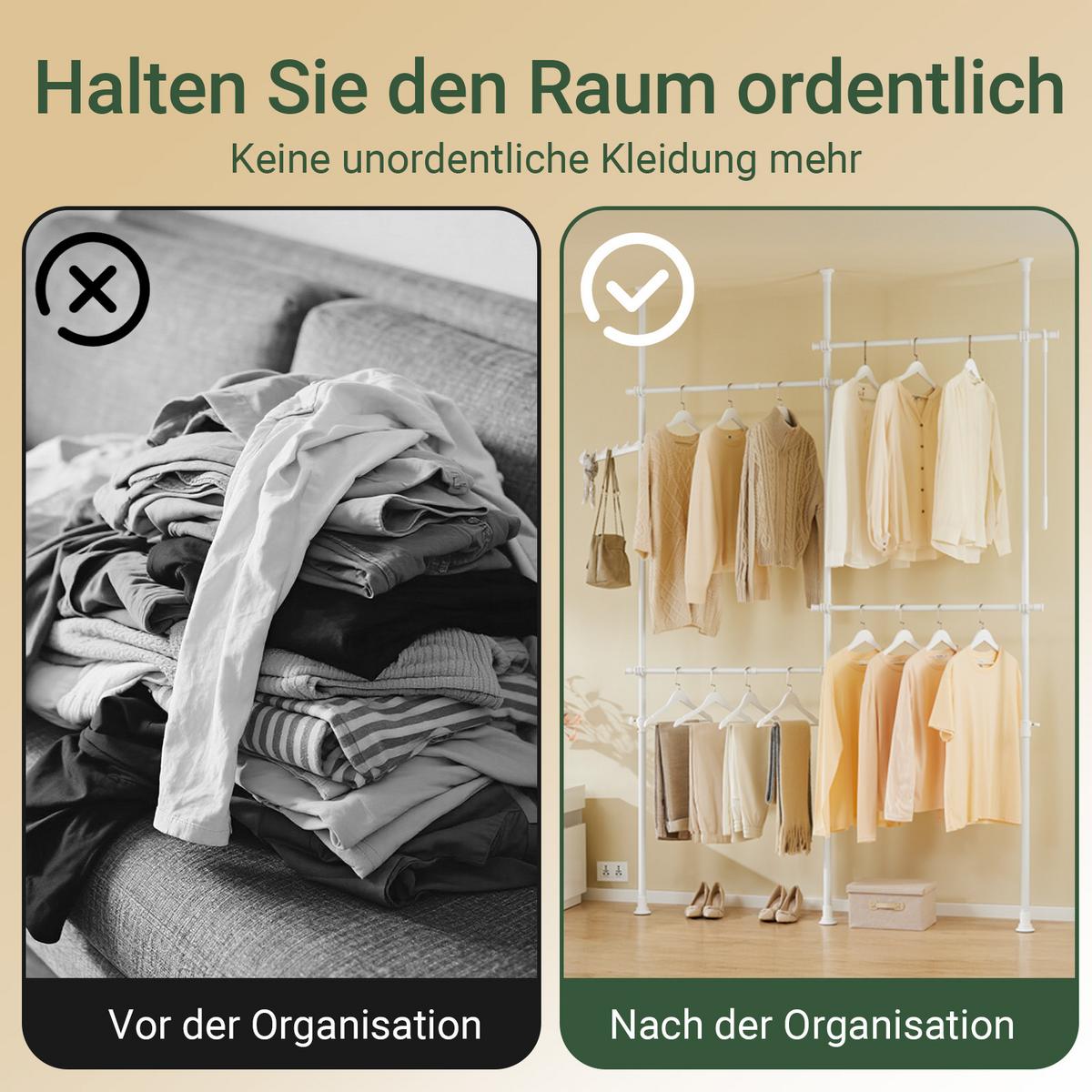 TELESKOP-KLEIDERSTÄNDER Weiß - Weiß, Kunststoff (226/295/3cm) - SoBuy