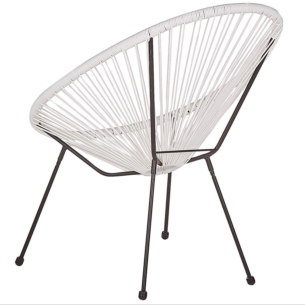 RATTANSTUHL 2er-SET Kunststoff weiß 70 cm Acapulco II - Schwarz/Weiß, Kunststoff (70/87/90cm) - Beliani