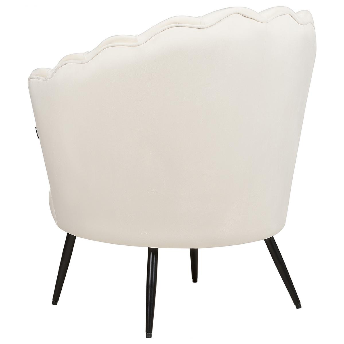 SESSEL Samtstoff Cremeweiß Lovikka - Schwarz/Weiß, Textil (79/85/77cm) - Beliani