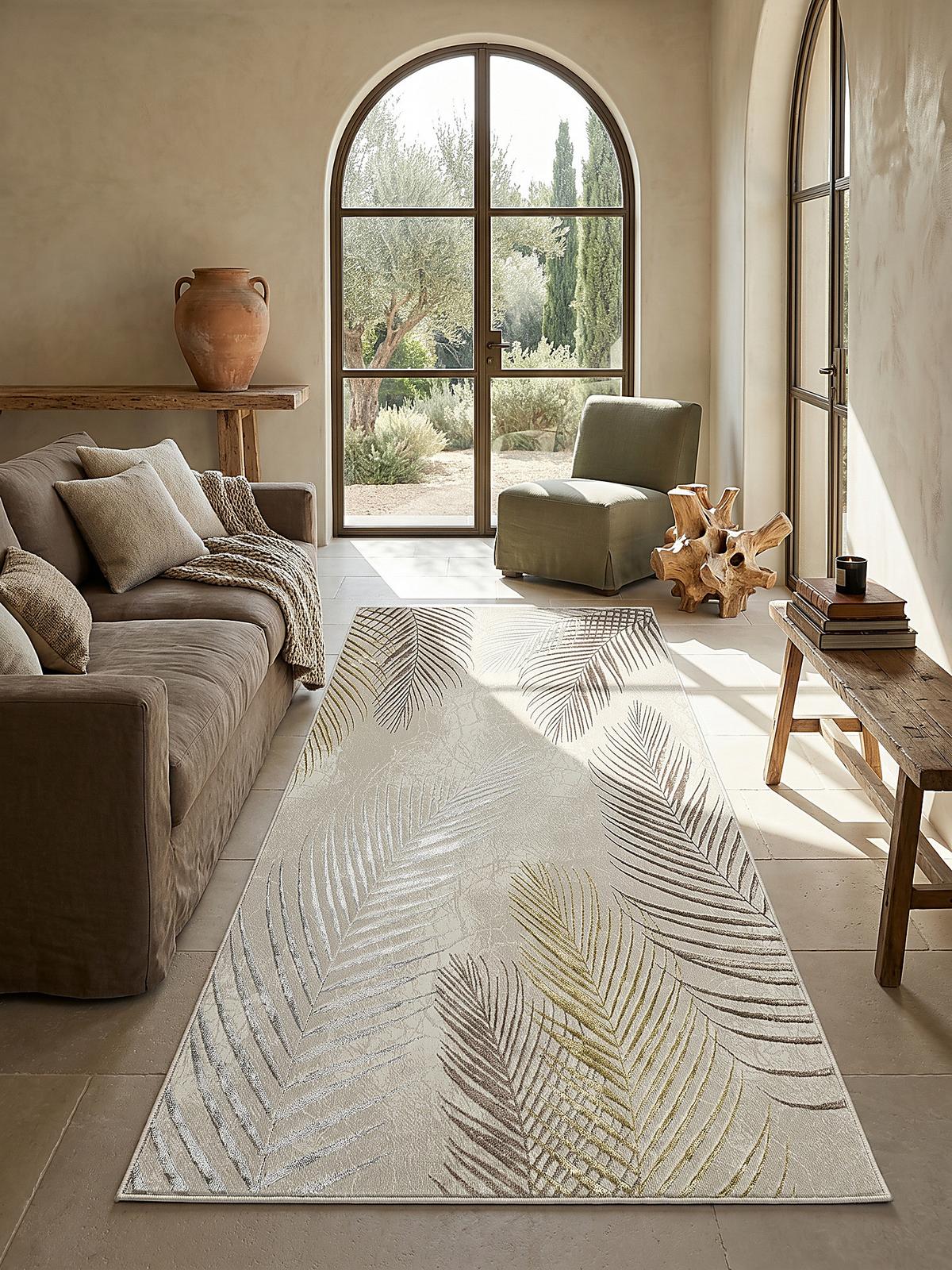 TEPPICHLÄUFER Floral KAVALA Polyester Creme 80 x 150 cm - Beige, Textil (80/150cm) - KADIMA DESIGN