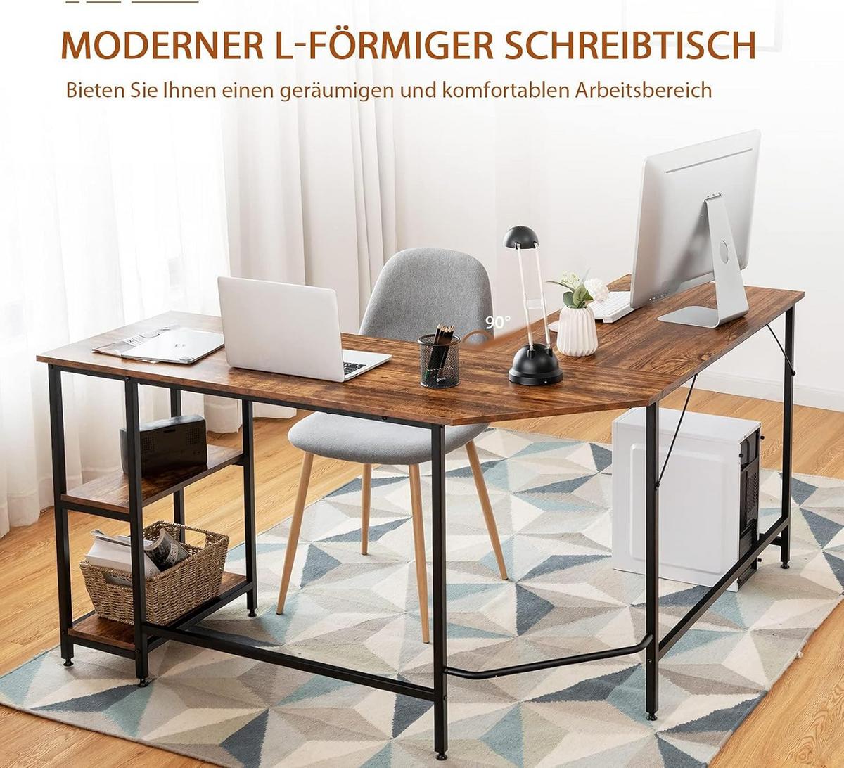 COMPUTERTISCH Braun - Braun, Holzwerkstoff (138/138/75cm) - COSTWAY
