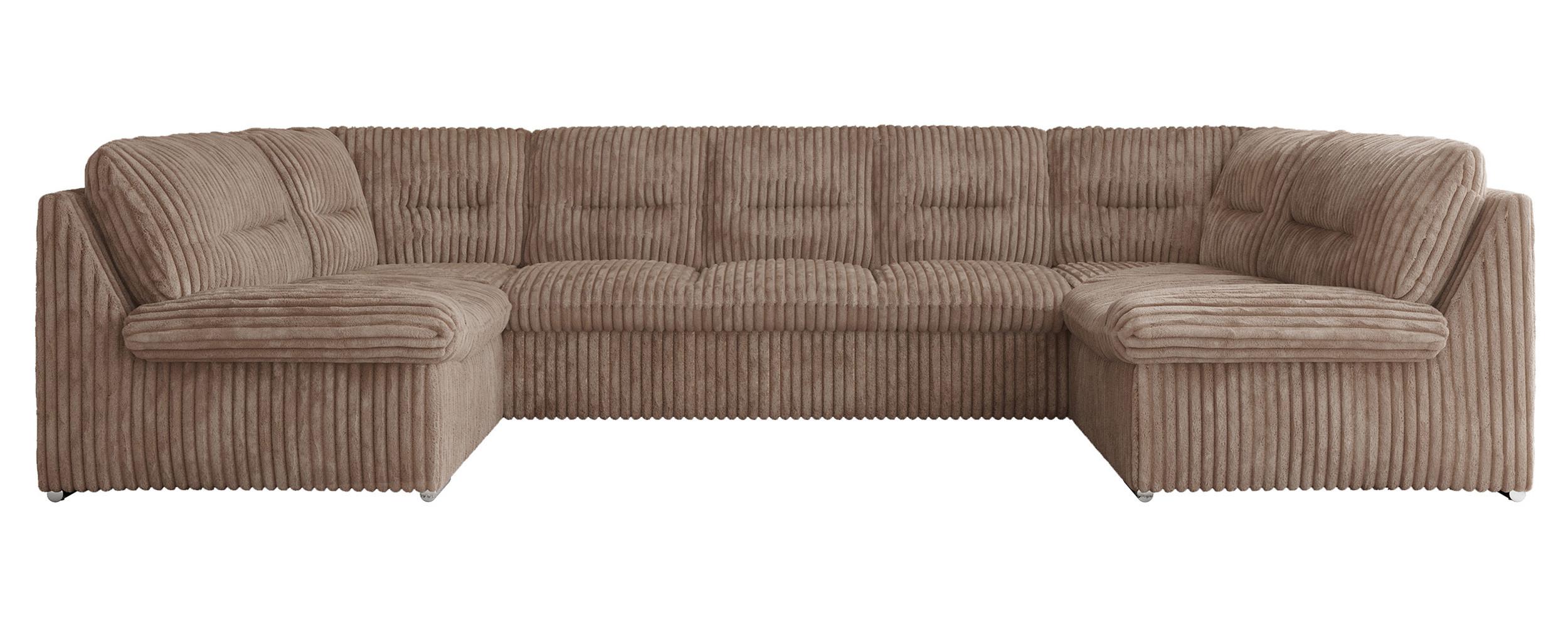 WOHNLANDSCHAFT COMODO U Braun Cord - Silberfarben/Braun, Textil/Metall (340/93/206cm) - MKS