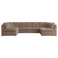 WOHNLANDSCHAFT COMODO U Braun Cord - Silberfarben/Braun, Textil/Metall (340/93/206cm) - MKS