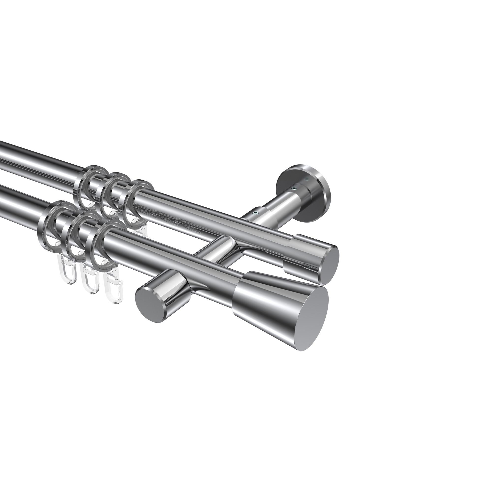 GARDINENSTANGE Prestige Sitra 140 cm, 2-läufig, 20 mm Ø Chrom - Chromfarben, Metall (140cm) - INTERDECO