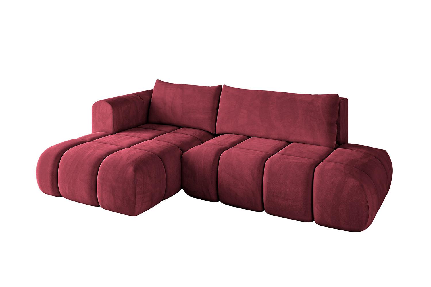 ECKSOFA Ottomane Links CLOUD-L 280x185x90 Bordeaux Velours - Bordeaux, Holzwerkstoff/Kunststoff (180/289cm) - ALTDECOR