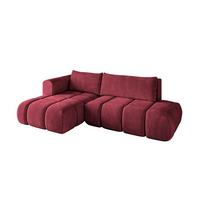 ECKSOFA Ottomane Links CLOUD-L 280x185x90 Bordeaux Velours - Bordeaux, Holzwerkstoff/Kunststoff (180/289cm) - ALTDECOR