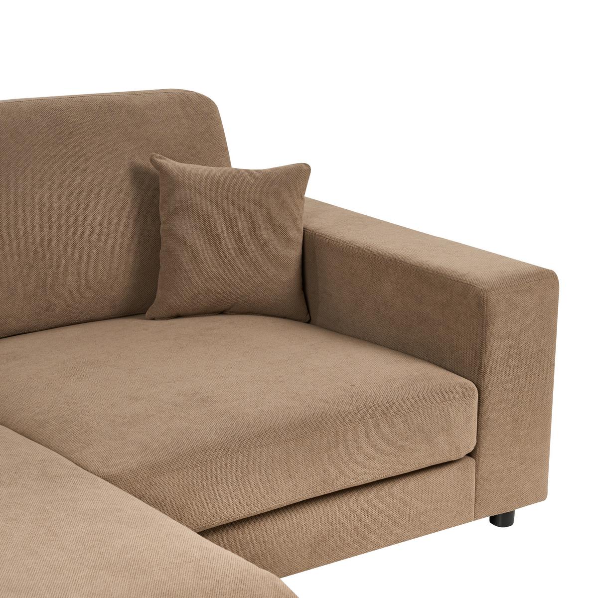 ECKSOFA 3-Sitzer Stoff Braun rechtsseitig Lofoten - Braun, Textil (250/185cm) - Beliani