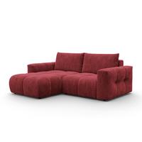 ECKSOFA VERONA 3-Sitzer links, Dunkelrot - Schwarz/Dunkelrot, Holz/Textil (224/173cm) - Courtois Laville