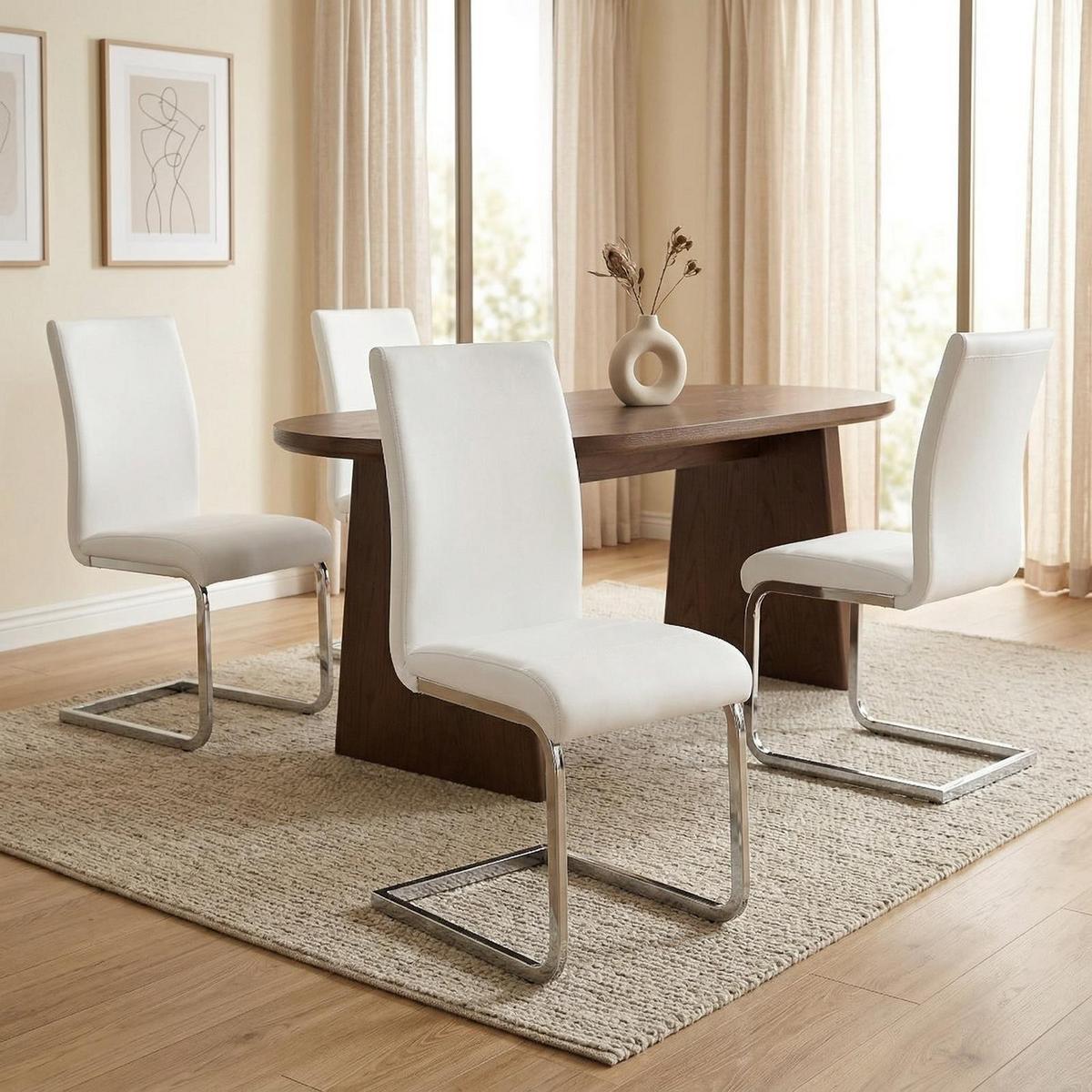 SCHWINGSTUHL LETICIA 4er-Set weiß - Weiß, Textil/Metall (42/96/57cm) - IDIMEX