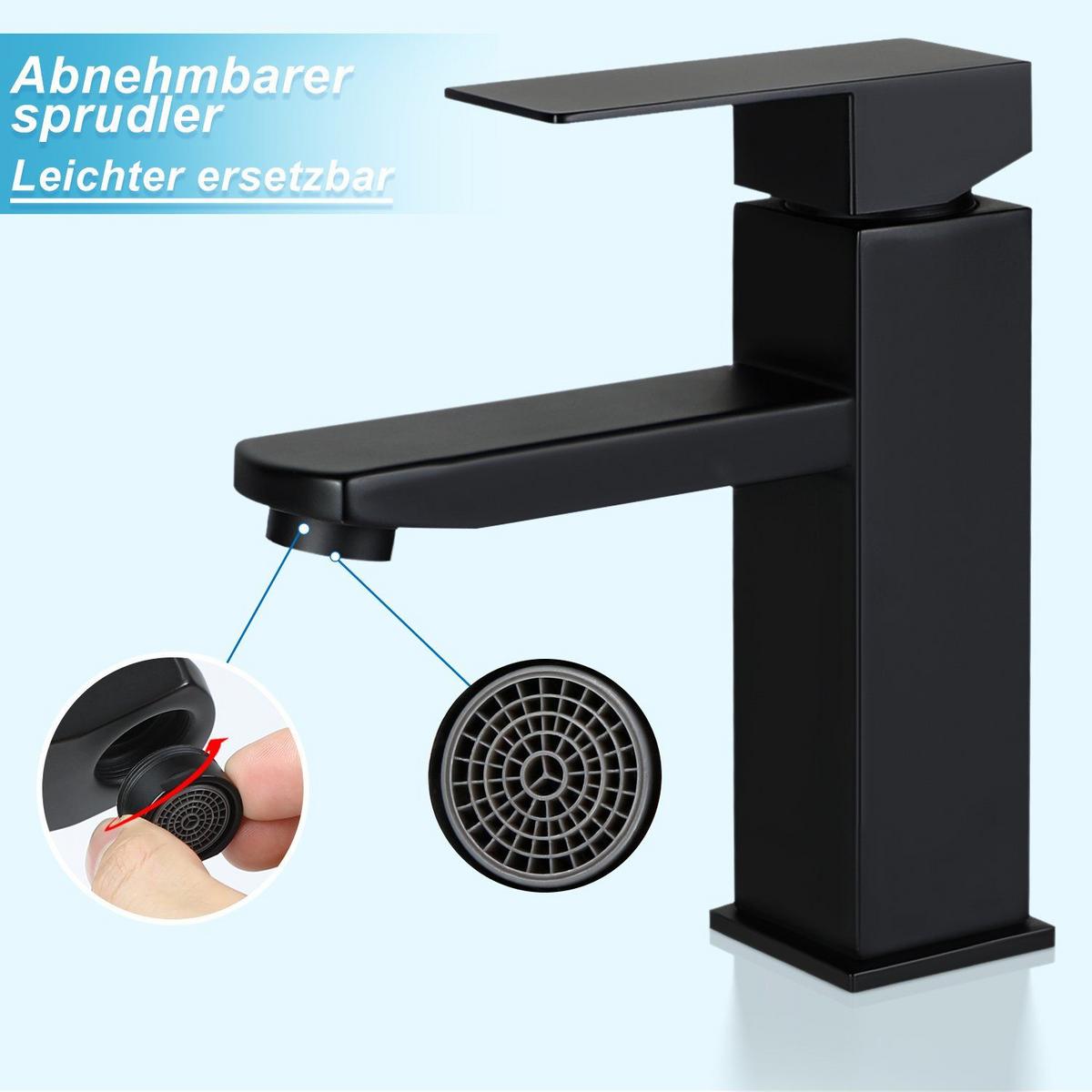 WASCHTISCHARMATUR RYRN 4/11.3/18.7 cm - Schwarz, Metall (11.3/18.7/4cm) - ZMH
