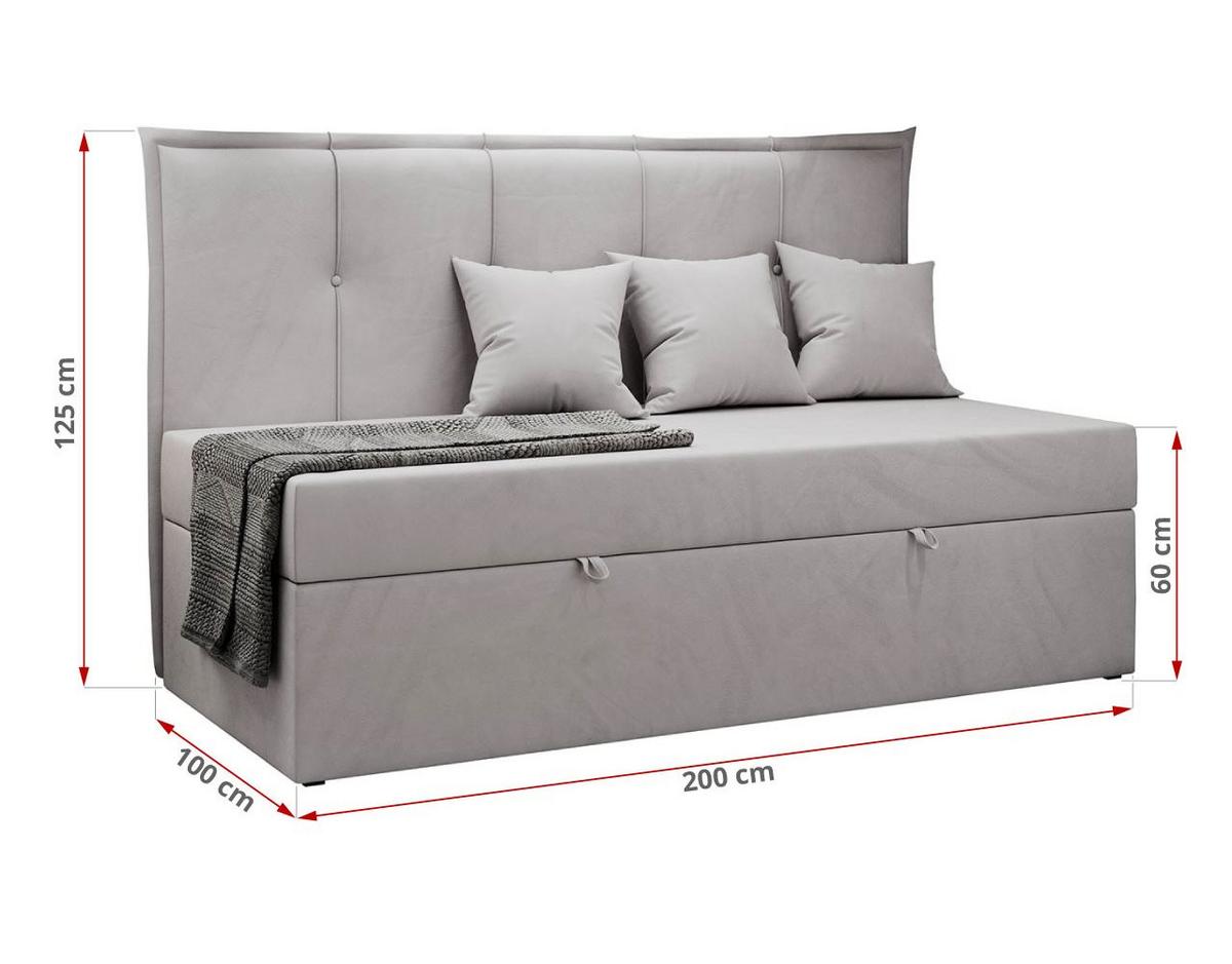BOXBETT BANCO 90/200 Hellgrau Velvet - H3 - Hellgrau, Holz/Textil (90/200cm) - MKS