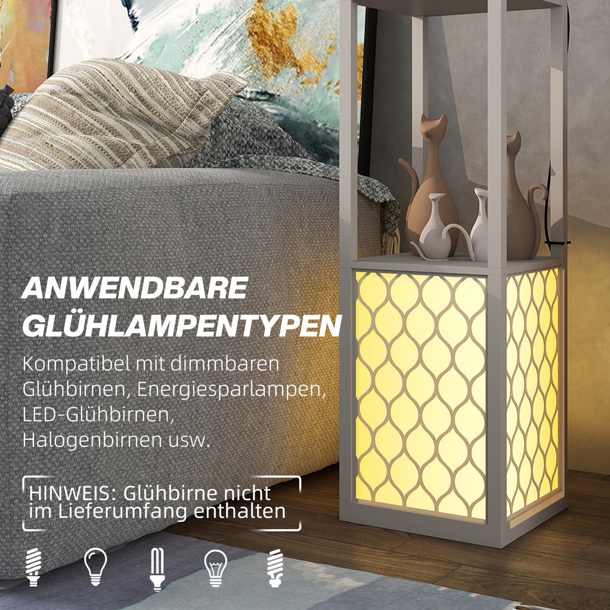 STEHLAMPE MDF Kunststoff Hellgrau - Hellgrau, Holzwerkstoff (26/26/156cm) - HOMCOM