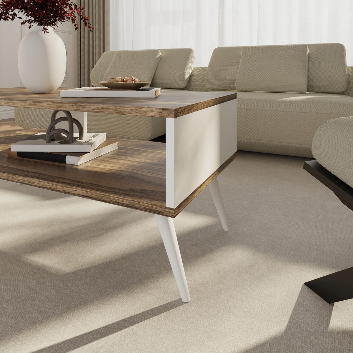 COUCHTISCH Lycksele 90/45/40 - Walnussfarben, Holzwerkstoff/Kunststoff (45/90/40cm) - [en.casa]