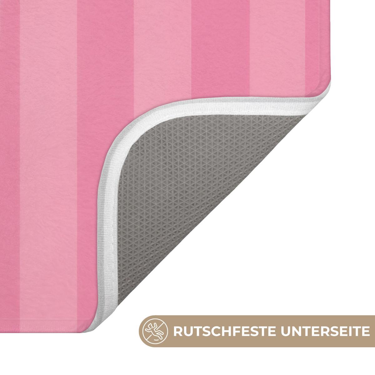 BADEMATTE Gestreift - Rosa - Chéri 60x40 cm - Pink, Textil (60/40cm) - OnlyWow