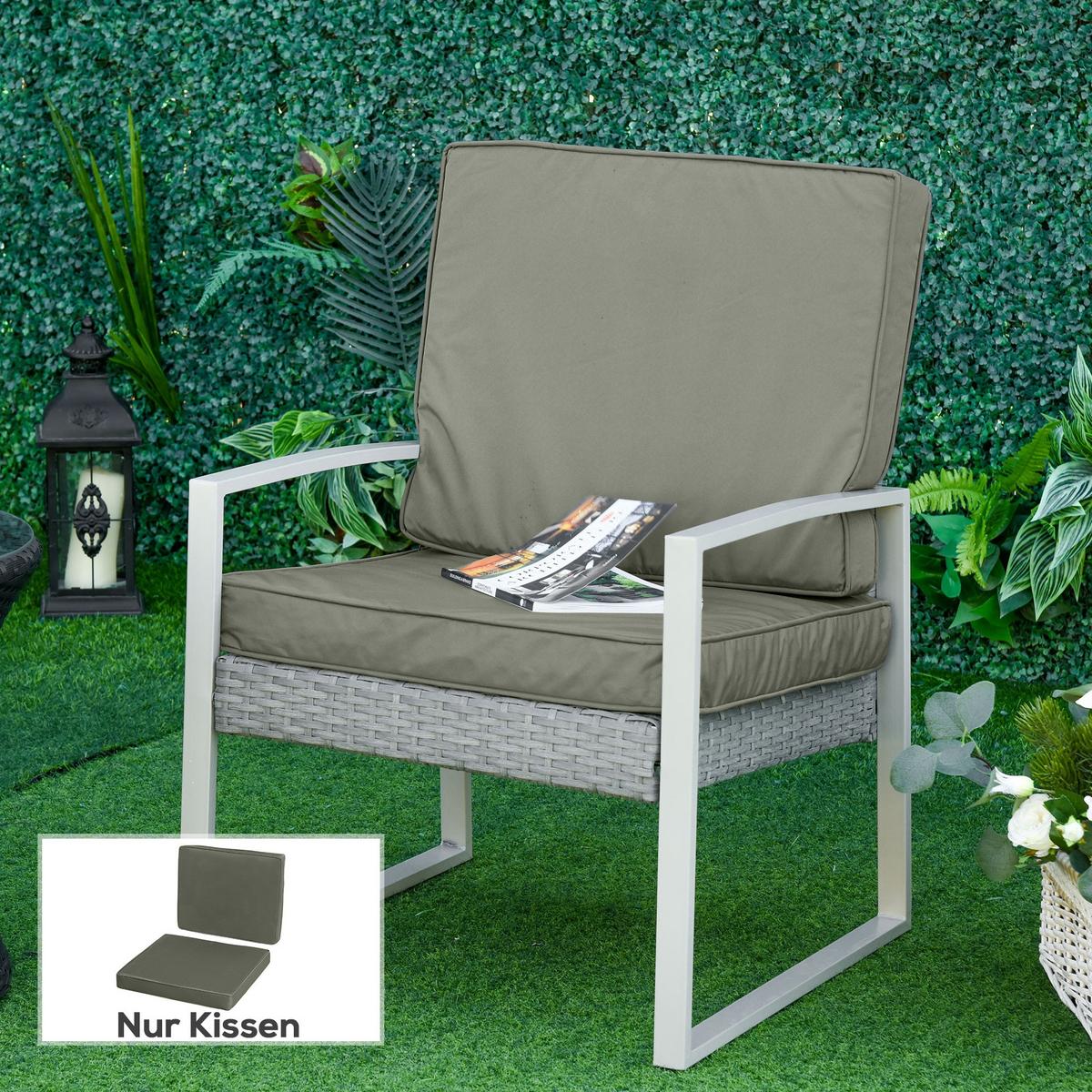 SITZKISSEN Polyester Dunkelgrau - Dunkelgrau, Kunststoff (52/7/56cm) - Outsunny