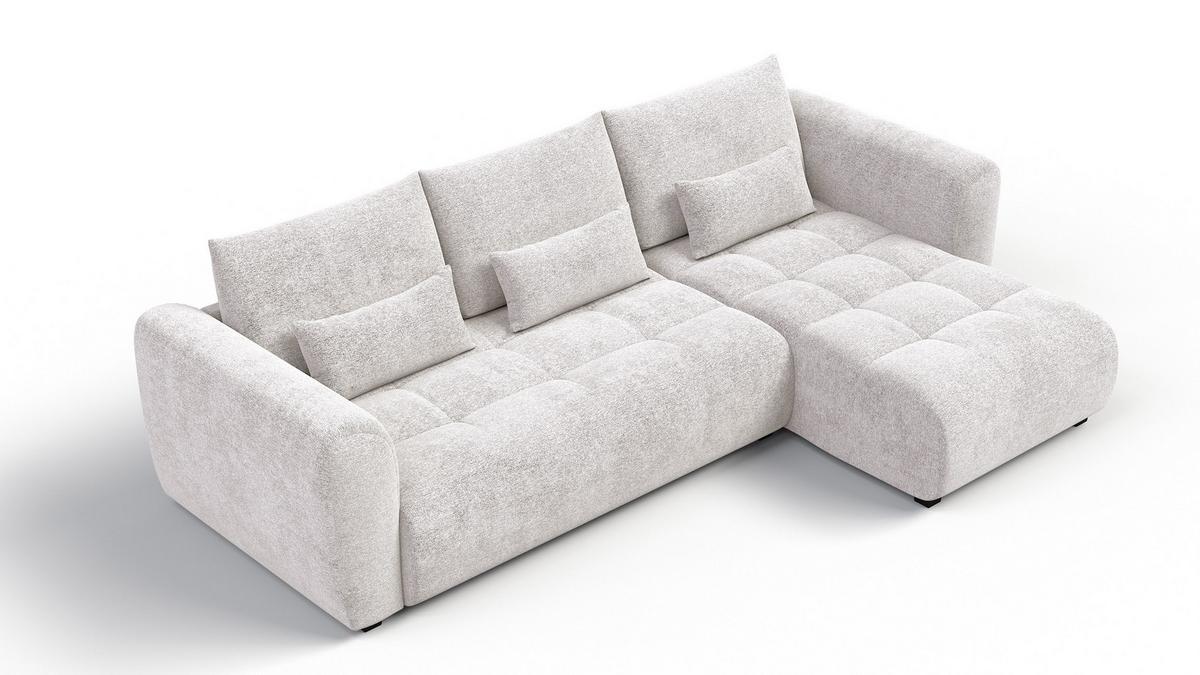 ECKSOFA SORENO 4-Sitzer, ecru - Ecru/Schwarz, Holz/Textil (293/171cm) - Wozimo