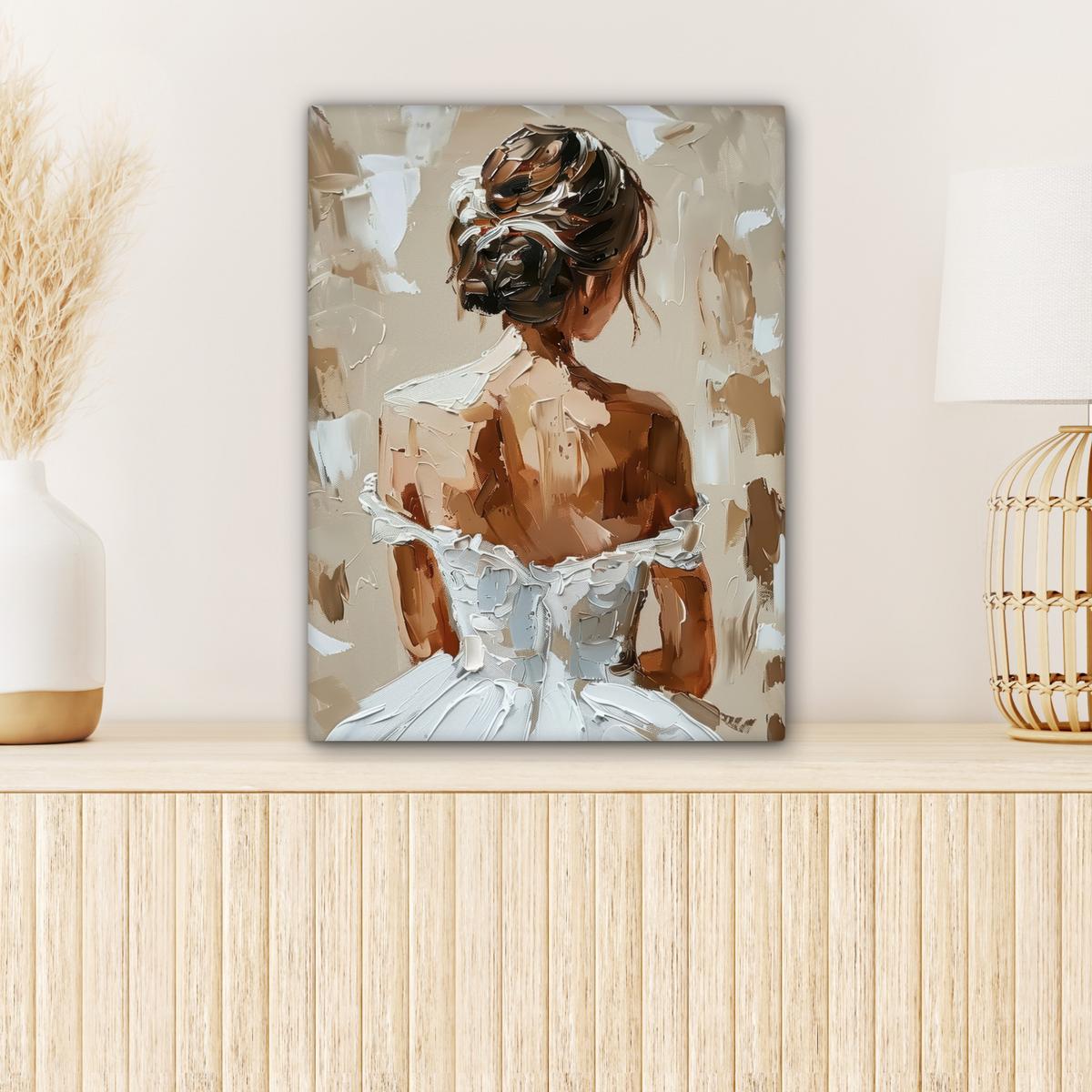 LEINWANDBILD Frau - Farbe - Abstrakt - Beige - Modern Room Decor 30x40 cm - Sandfarben, Textil (30/40cm) - MuchoWow